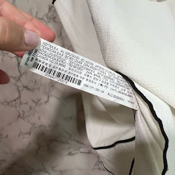 Zara White Neck Top with Contrast Piping Trim Size XS - Picture 7 of 13